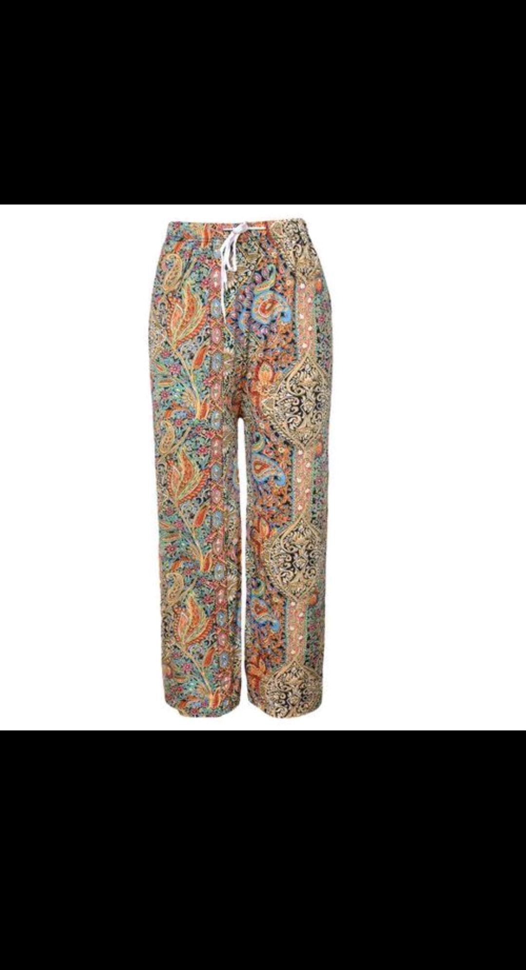 3pcs Women’s Printed Wide Leg Palazzo Pants – High Waist Loose Casual Trousers - Mixed Colours and Design prints.