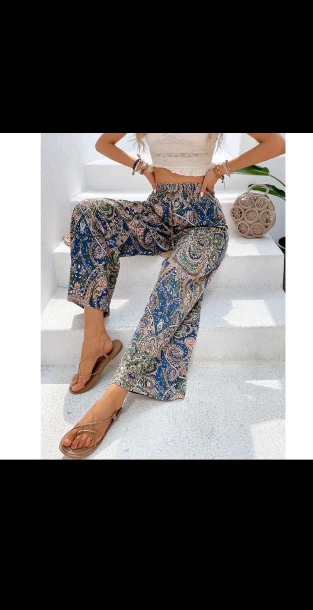 3pcs Women’s Printed Wide Leg Palazzo Pants – High Waist Loose Casual Trousers - Mixed Colours and Design prints.