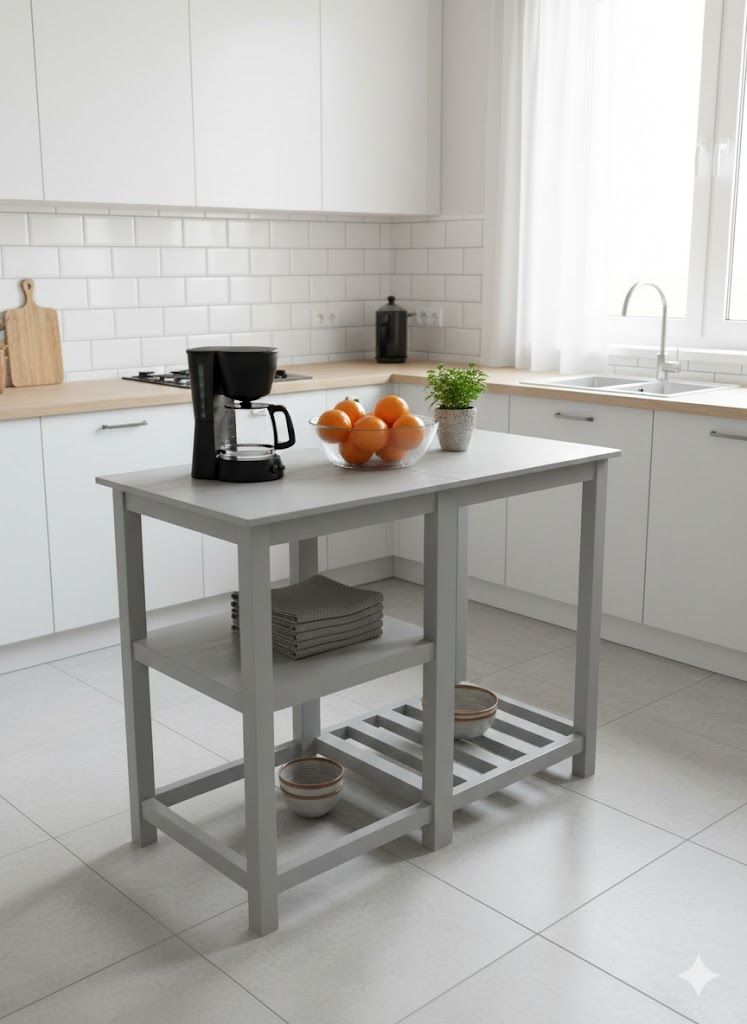 Modern Kitchen Utility Table – Fits 2-Burner Stove on Top and 13kg Gas Cylinder Below