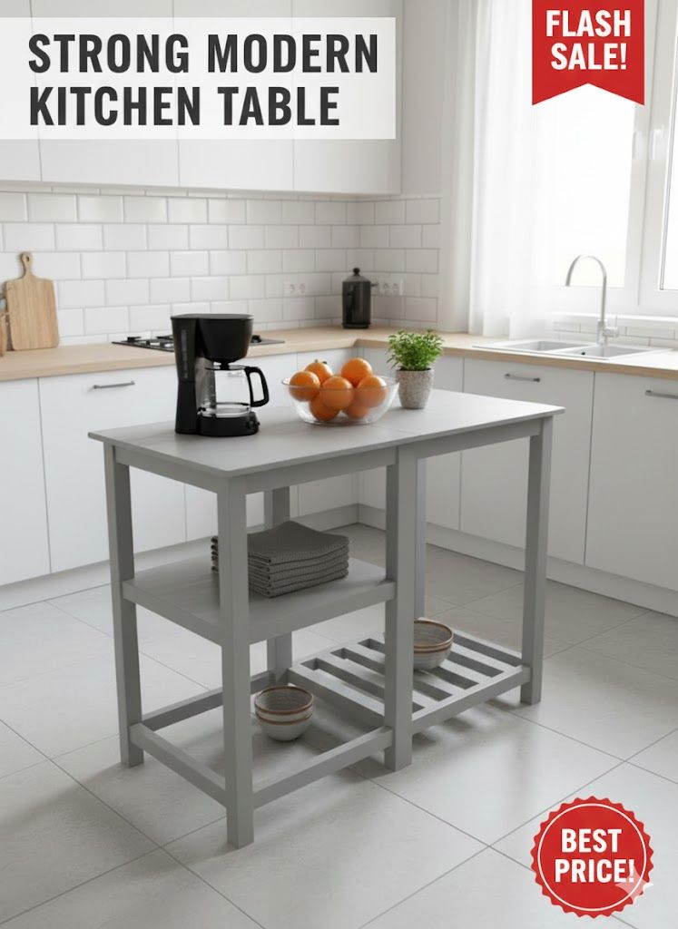 Modern Kitchen Utility Table – Fits 2-Burner Stove on Top and 13kg Gas Cylinder Below