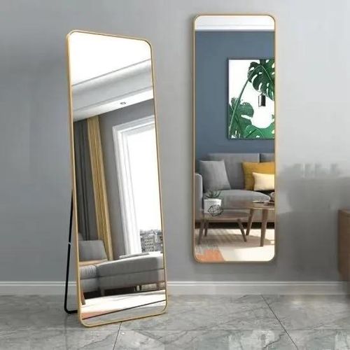 Full-Length Standing Dressing Mirror Gold – 150x40cm Floor Mirror with Metal Frame