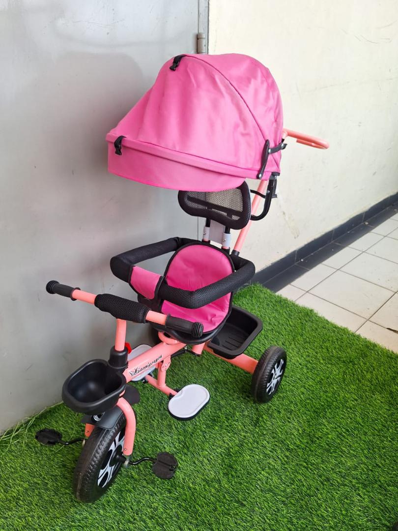 kids tricycle with canopy and push handle
