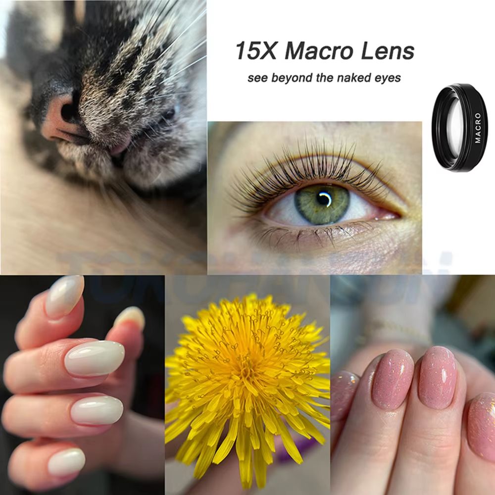 New HD Glass 0.6x Super Wide Angle Lens with 15x Super Macro Lens for iPhone Samsung Smartphones 37mm Camera Phone Lens Kit