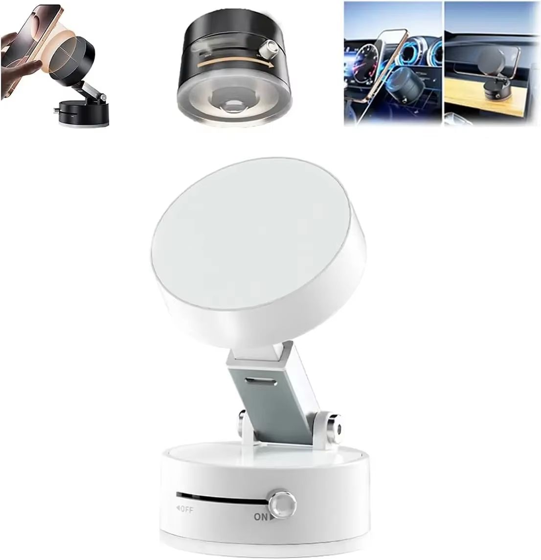 Mini Foldable Mobile Phone Holder Vacuum Suction Cup Holder Magnetic Car Phone Holder For iPhone/ Android Phone Accessories