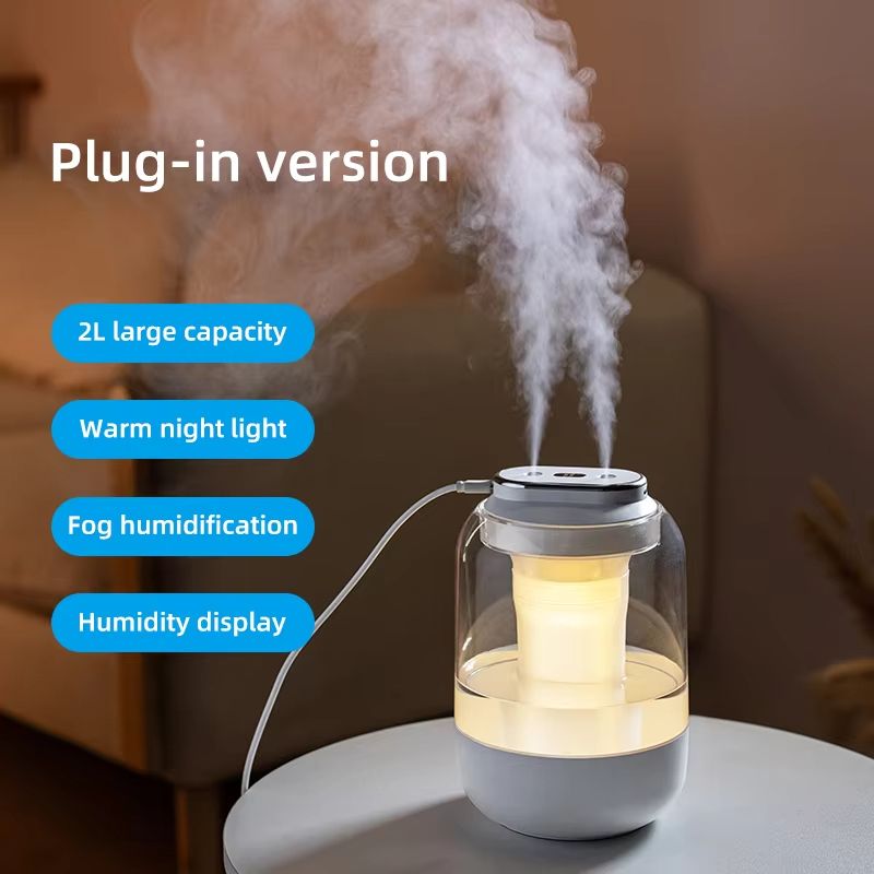 2L Double Nozzle Air Humidifier USB Aroma Diffuser Essential Oil Purifier Aromatherapy Mist Maker Color Lights For Home Bedroom