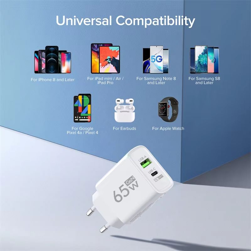PD 65W GaN Fast Charge Charger USB Type C Phone Adapter For Oneplus iPhone 14 Pro Mix Xiaomi Huawei High Speed Charging Charger