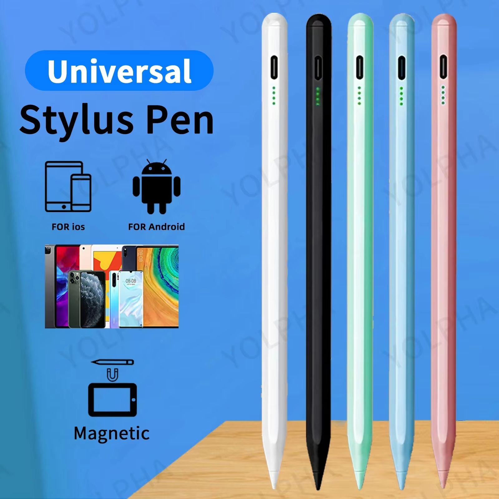 Universal Stylus Pen, Active Stylus Pen Compatible for iOS and Android Touchscreens/Phones, Rechargeable Stylus Pen