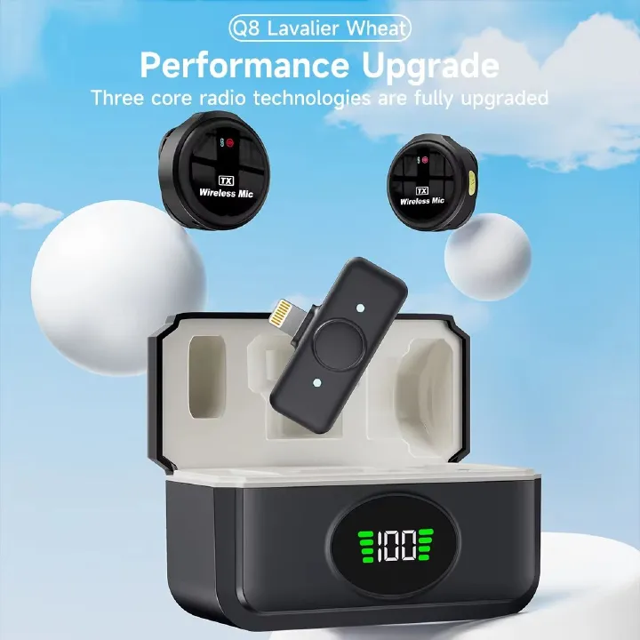 Wireless Lavalier Microphone Lapel Mini Mic for iPhone Pad Android Outdoor live streaming Recording Interview with Magnetic Clip