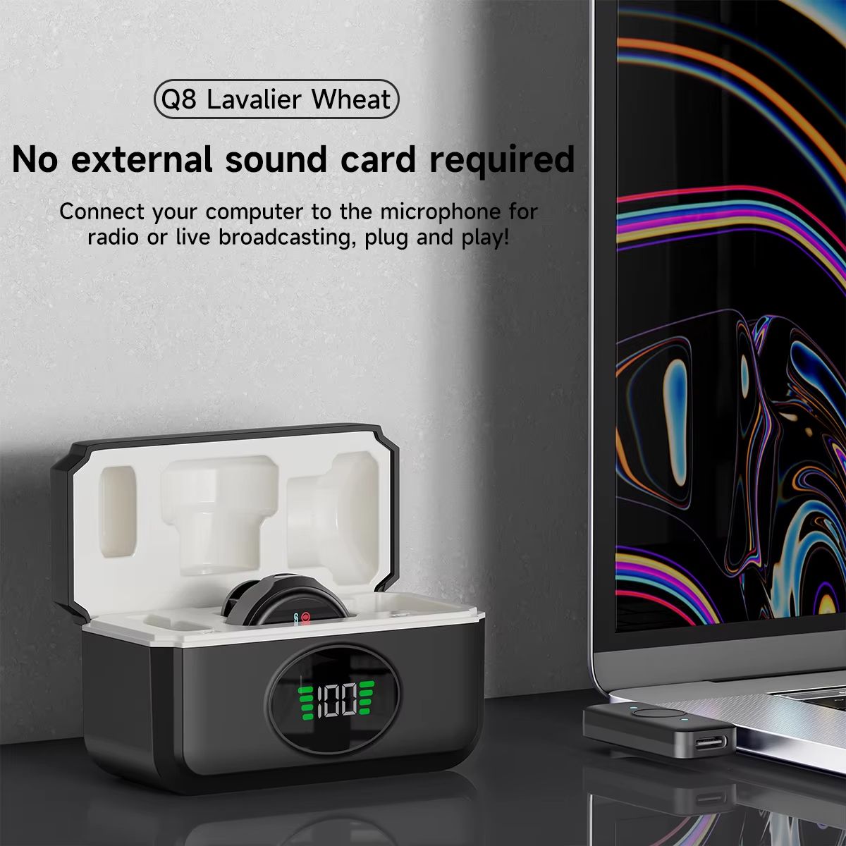 Wireless Lavalier Microphone Lapel Mini Mic for iPhone Pad Android Outdoor live streaming Recording Interview with Magnetic Clip