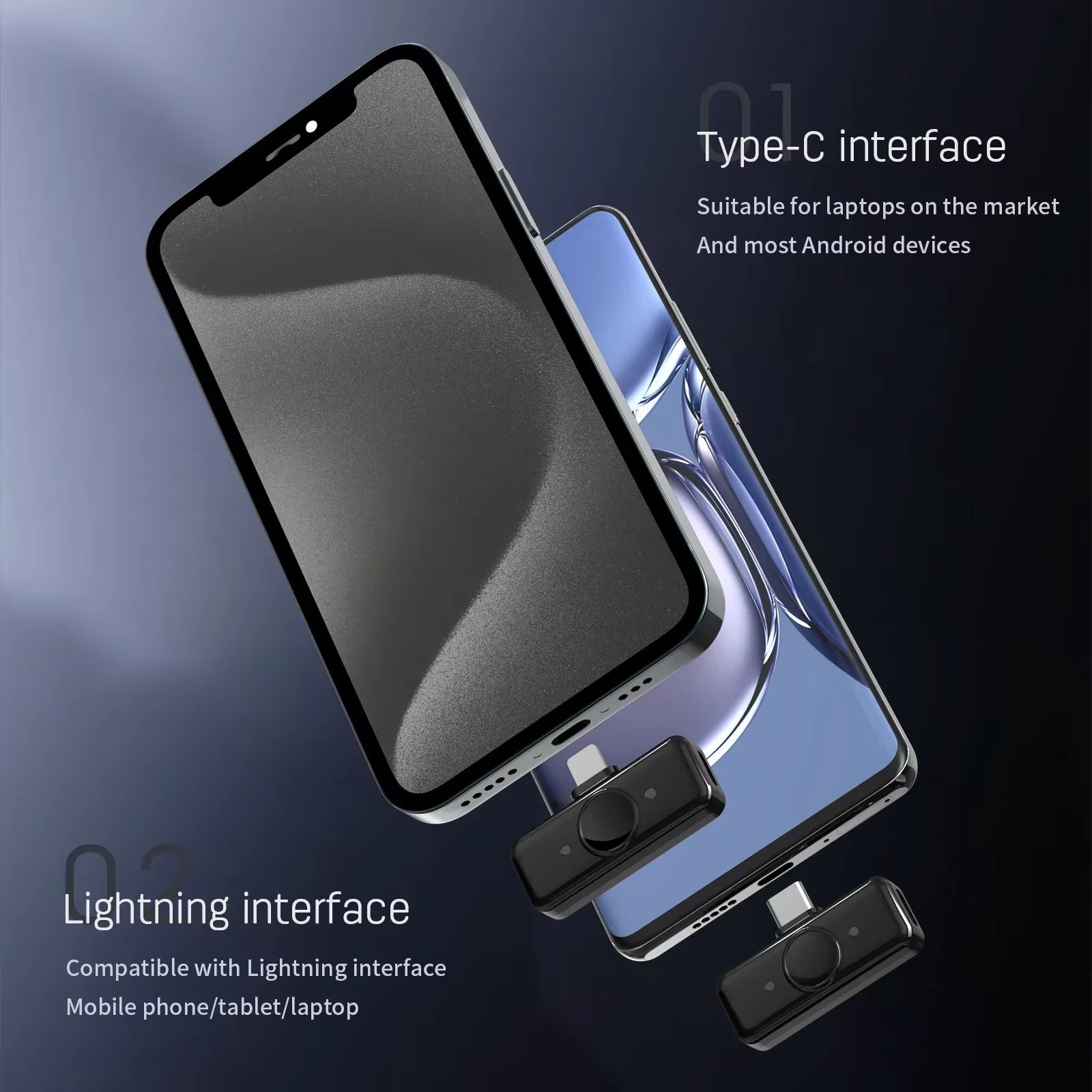 Wireless Lavalier Microphone Lapel Mini Mic for iPhone Pad Android Outdoor live streaming Recording Interview with Magnetic Clip