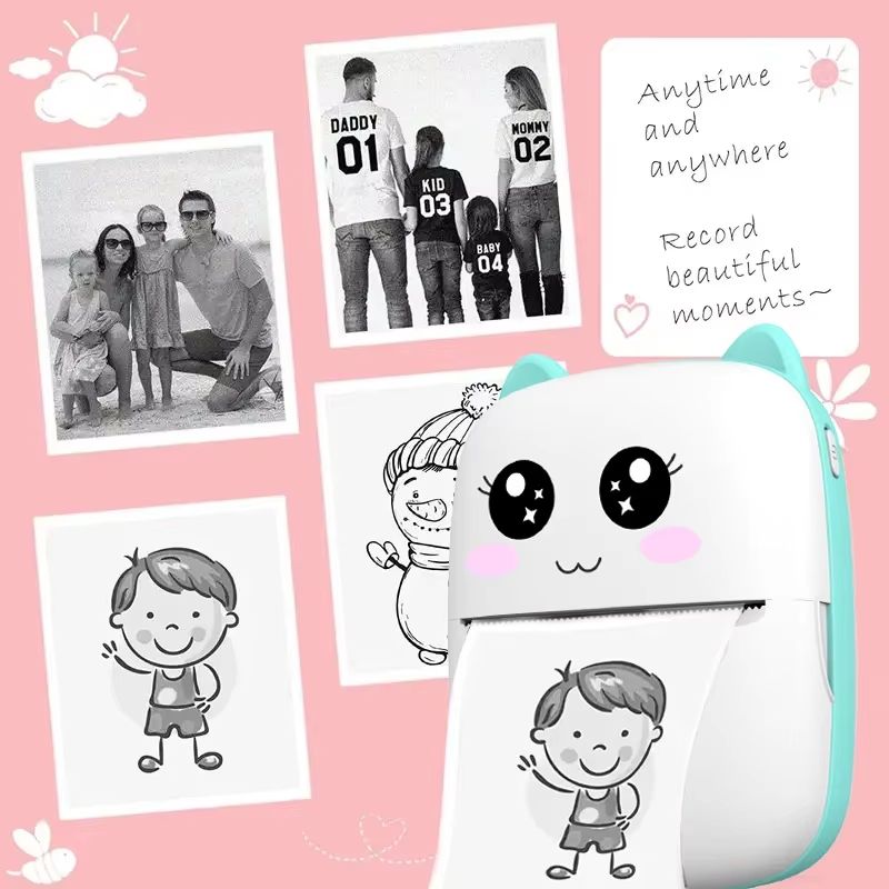 MINI Portable Thermal Printer Wireless Memo Label Machine 200dpi Bluetooth Inkless Pocket Imprimante Phone Notes Printing Paper