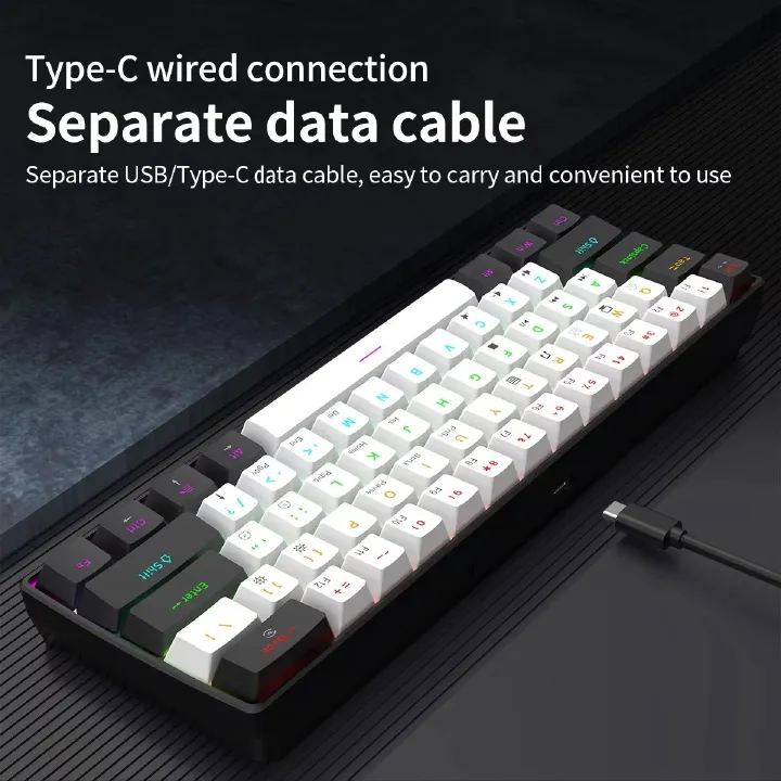 60% Wired Gaming Mechanical Keyboard RGB Backlit Ultra Compact Mini Layout for PC/Mac Gamers And Typists Easy Travel Design