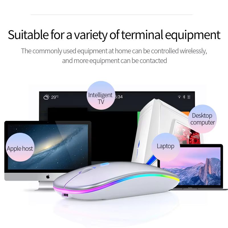 Rechargeable Wireless Mouse 2.4GHz Computer Mice with Receiver for PC Laptop Macbook
