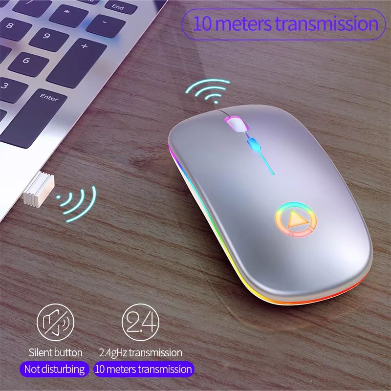 Rechargeable Wireless Mouse 2.4GHz Computer Mice with Receiver for PC Laptop Macbook