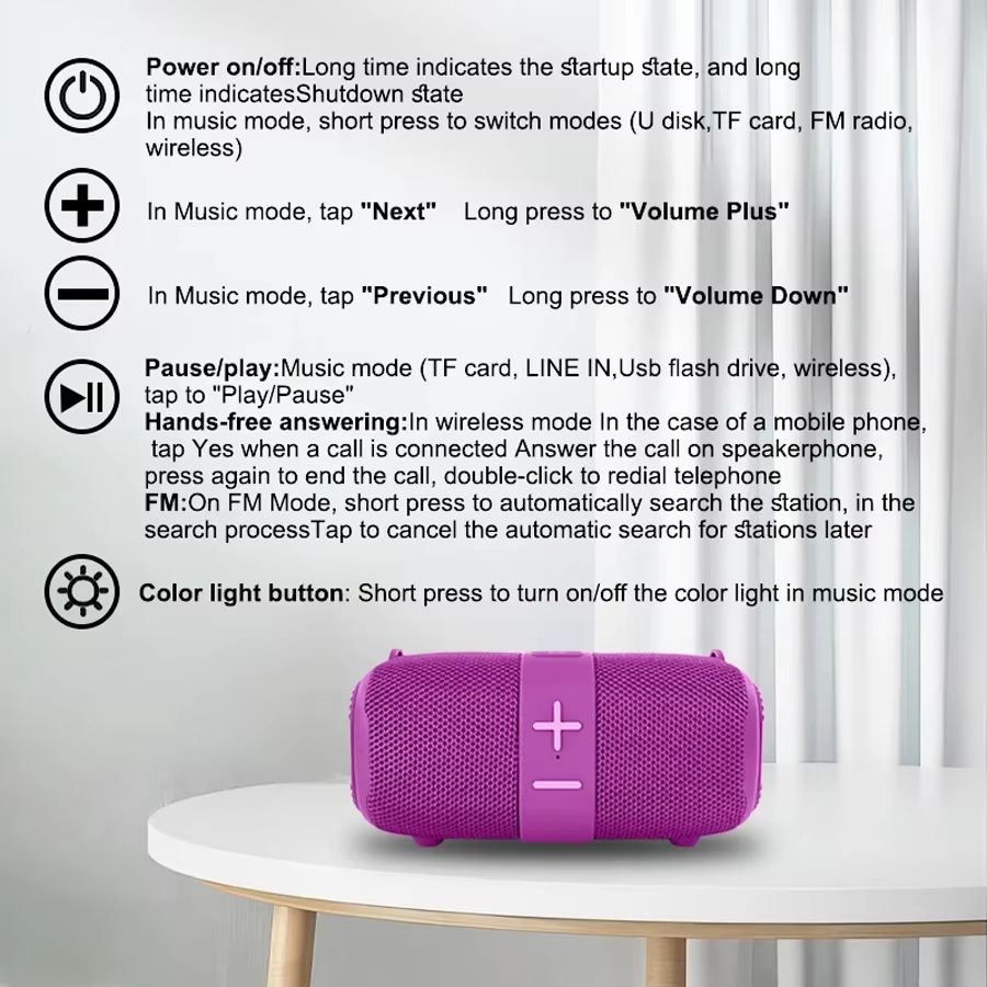 Subwoofer Wireless Bluetooth Speaker Portable Radio FM Computer Powerful Woofers Sound Box Music PC Bass Lamp Caixa De Som Audio