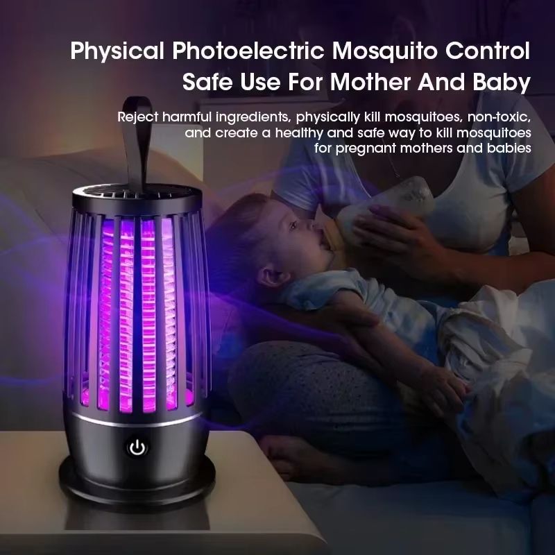 USB Rechargeable Mosquito Killer Lamp, Silent Indoor/Outdoor Insect Trap for Bedroom/Patio, Portable Electronic Pest Repellent