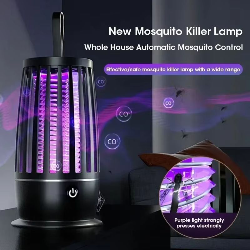 USB Rechargeable Mosquito Killer Lamp, Silent Indoor/Outdoor Insect Trap for Bedroom/Patio, Portable Electronic Pest Repellent