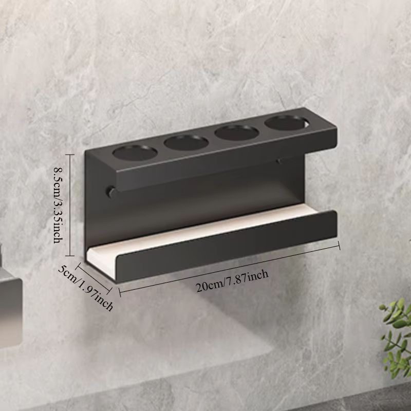 Stainless Steel Toothbrush Holder Wall Mounted No Drill Bathroom Storage Rack with Mouthwash Cup Organizer for Electric Toothbru