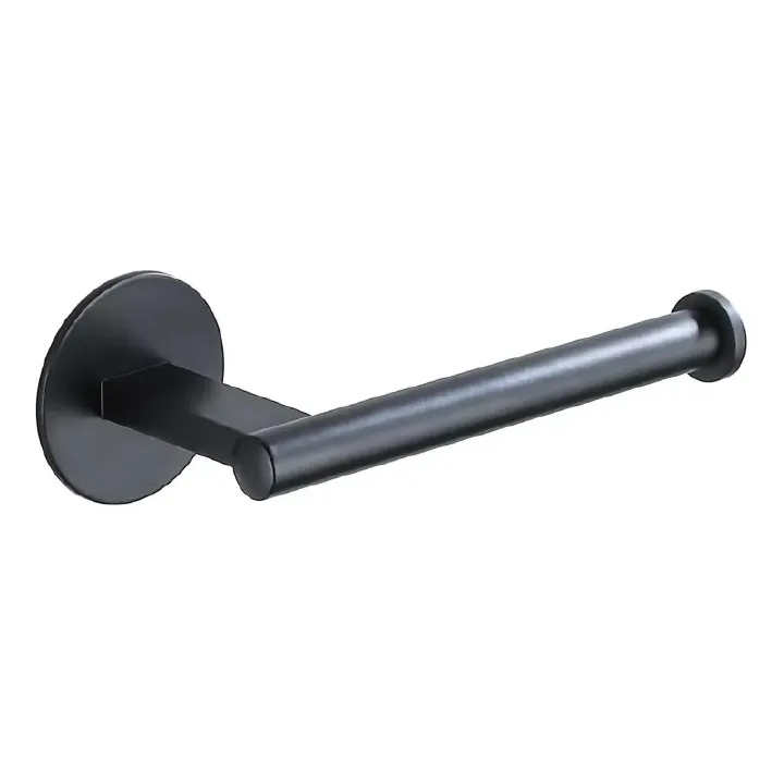 Black Strong Adhesive Toilet Paper Holder Bathroom Aluminum Alloy Tissue Roll Holder Wall Mounted Kitchen Accessories No Dill