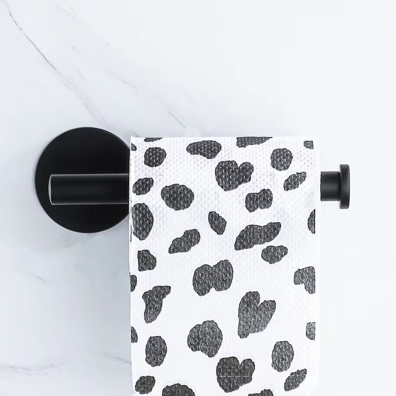 Black Strong Adhesive Toilet Paper Holder Bathroom Aluminum Alloy Tissue Roll Holder Wall Mounted Kitchen Accessories No Dill