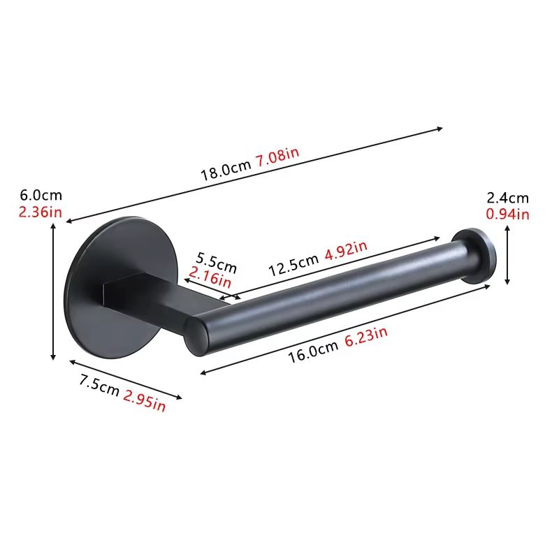 Black Strong Adhesive Toilet Paper Holder Bathroom Aluminum Alloy Tissue Roll Holder Wall Mounted Kitchen Accessories No Dill