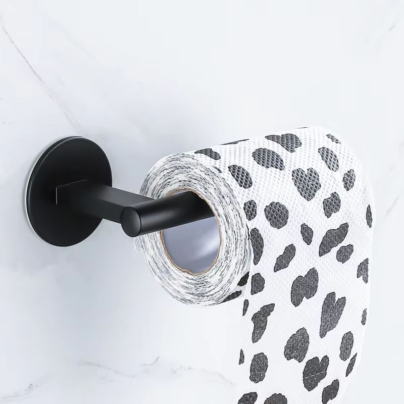 Black Strong Adhesive Toilet Paper Holder Bathroom Aluminum Alloy Tissue Roll Holder Wall Mounted Kitchen Accessories No Dill