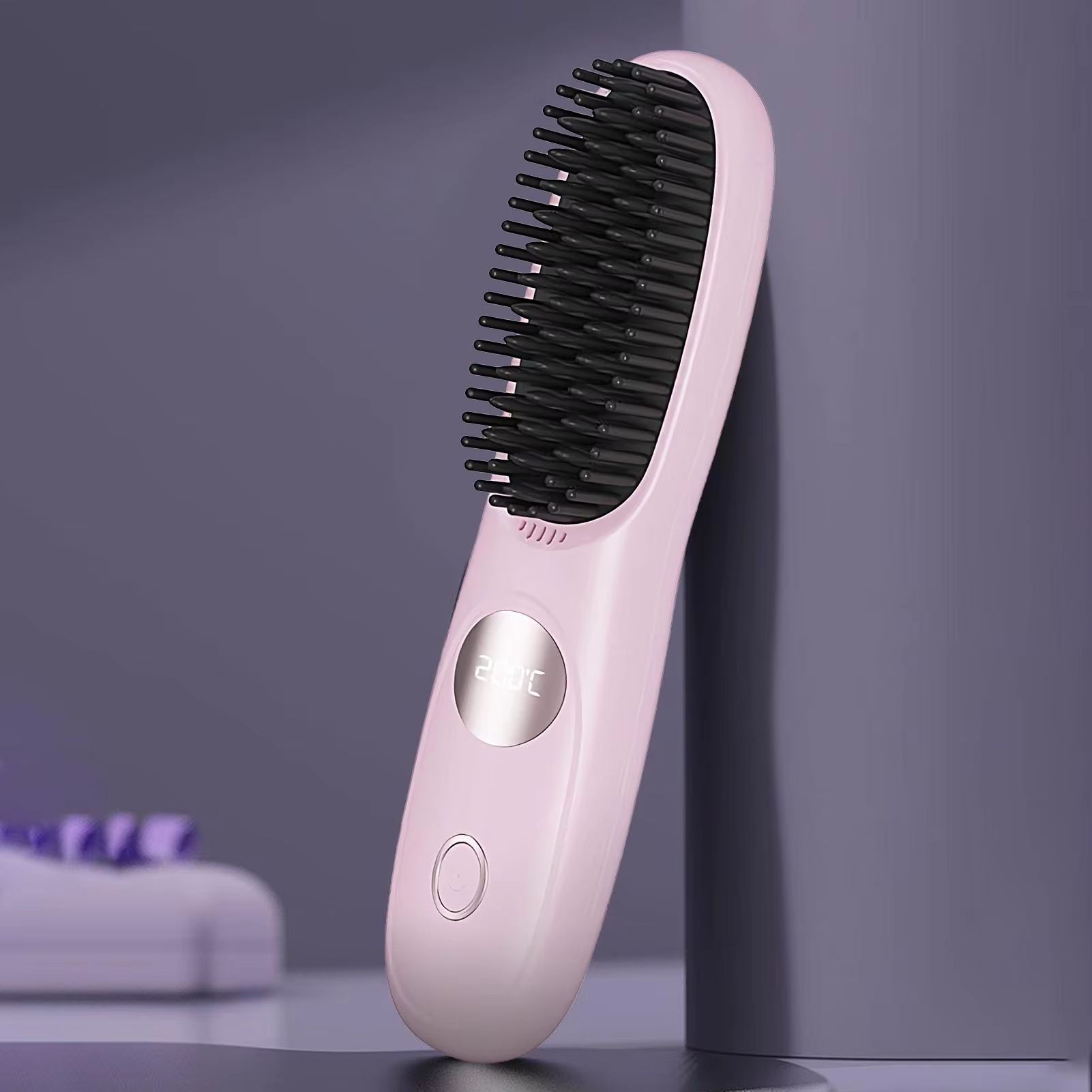 USB Charging Portable Hair Straightener Brush, Cordless Straightening Comb LED Display & Ceramic Coating, Ionic Technology