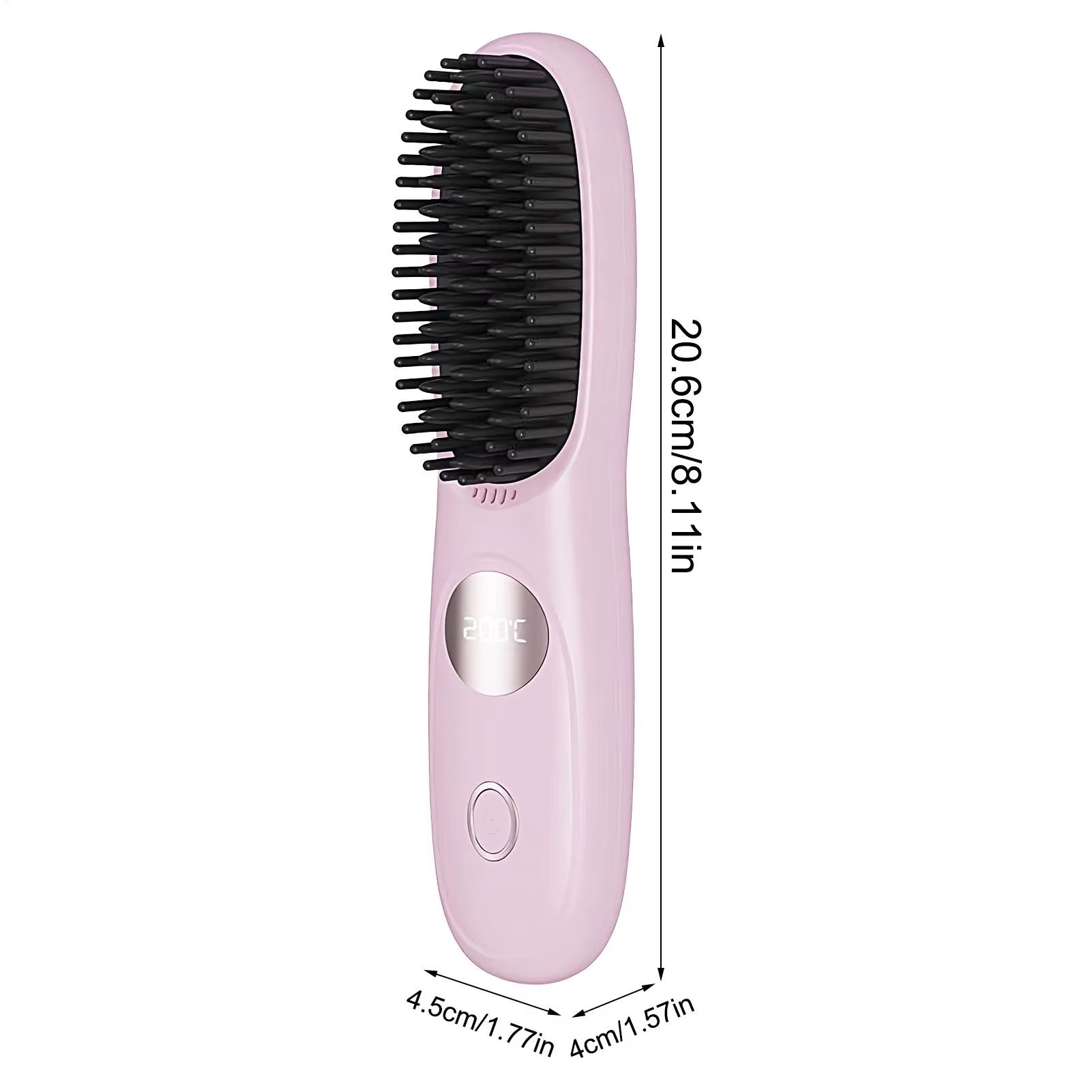 USB Charging Portable Hair Straightener Brush, Cordless Straightening Comb LED Display & Ceramic Coating, Ionic Technology