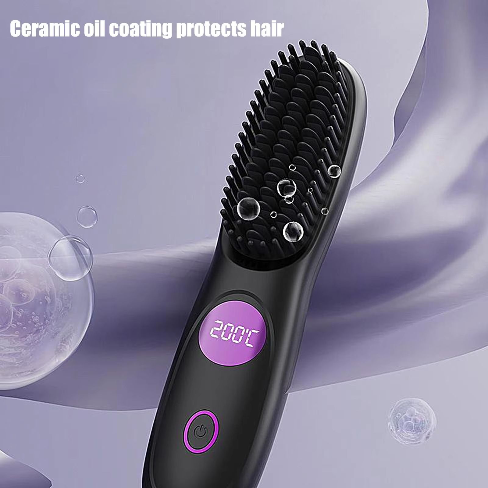 USB Charging Portable Hair Straightener Brush, Cordless Straightening Comb LED Display & Ceramic Coating, Ionic Technology