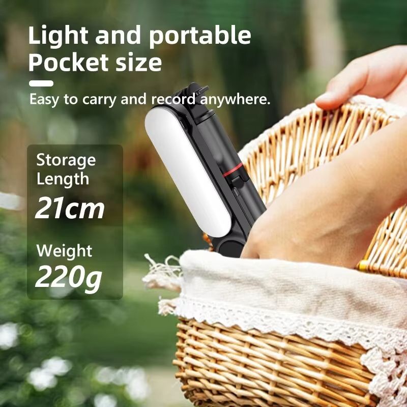 Selfie Stick With Adjustable Fill Light Tripod With Bluetooth Remote Control Shutter Retractable Rod For Mobile Phone Video Live
