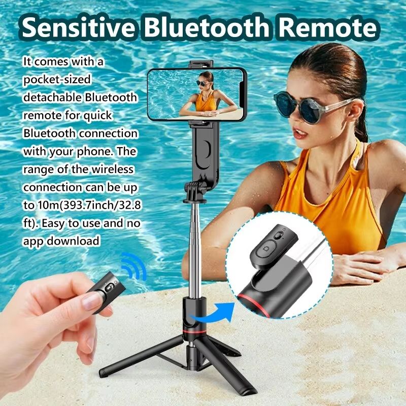Selfie Stick With Adjustable Fill Light Tripod With Bluetooth Remote Control Shutter Retractable Rod For Mobile Phone Video Live