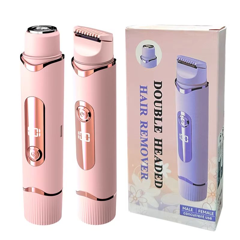 Dual-purpose Female Hair Trimmer 2-IN-1 Electric Shaver & Hair Clipper For Women Facial Leg Bikini Body Painless Hair Remover