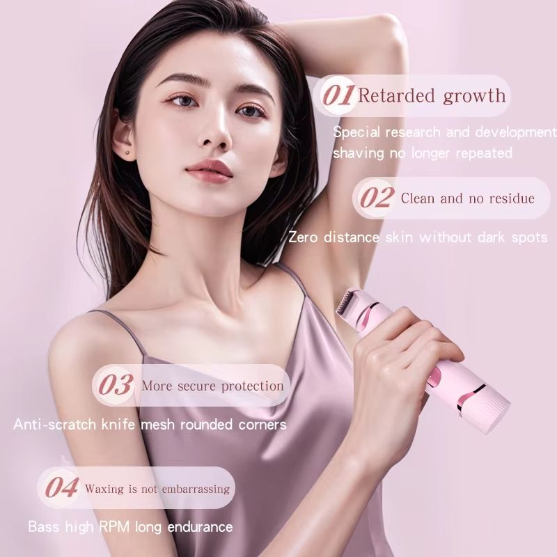 Dual-purpose Female Hair Trimmer 2-IN-1 Electric Shaver & Hair Clipper For Women Facial Leg Bikini Body Painless Hair Remover