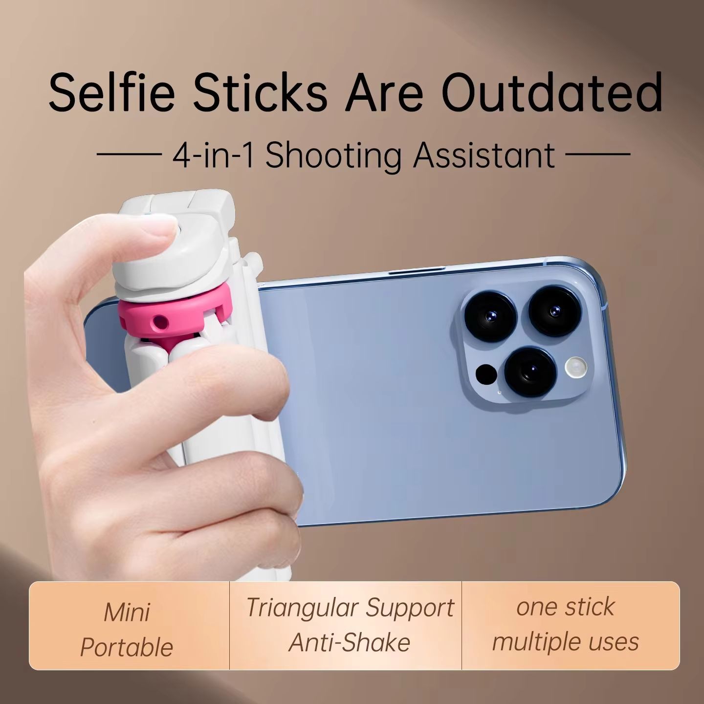 Wireless Foldable Selfie Stick & Phone Stand - 4-in-1 Mini Aluminum Alloy Gimbal Holder, Compact Design for Travel & Smartphones