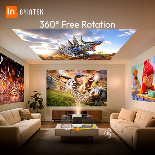 BYINTEK R90 Max Full HD 1080P Projector 4K DLP 2200 ANSI Lumens Android TV 11.0 3D 4K Supported Smart Home Theater Projector