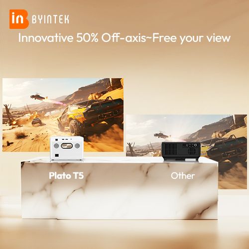 BYINTEK T5Max Full HD 1080P Projector 4K 1000ANSI Android WiFi 6 Auto Focus ProfessionalBass Home Theater Projector for Video
