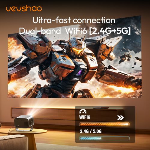 VEVSHAO A12 Projector Mini Portable LED Video Android 13.0 WIFI 6 Mirror SmartPhone for 1080P 4K Video Home Cinema Projector