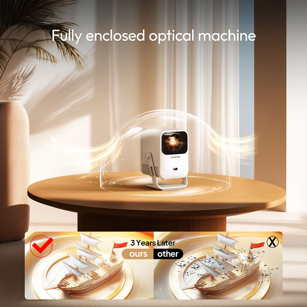 Vevshao A15 Smart Projector Portable Android 13 Projector Dual WiFi Auto Keystone Focus Pocket Beamer Home Meeting Video Cinema