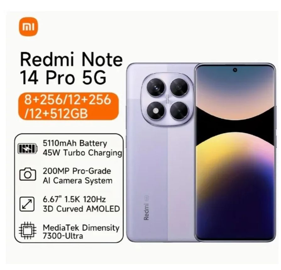 [Black Friday Deals] Xiaomi Redmi Note 14 Pro+ 5G 512GB+12GB 6.67" 120Hz AMOLED Curved Screen Display (200+8+2)MP Camera 5110mAh Battery 120W Charge On-Screen Fingerprint Note 14 Pro Plus Smartphone