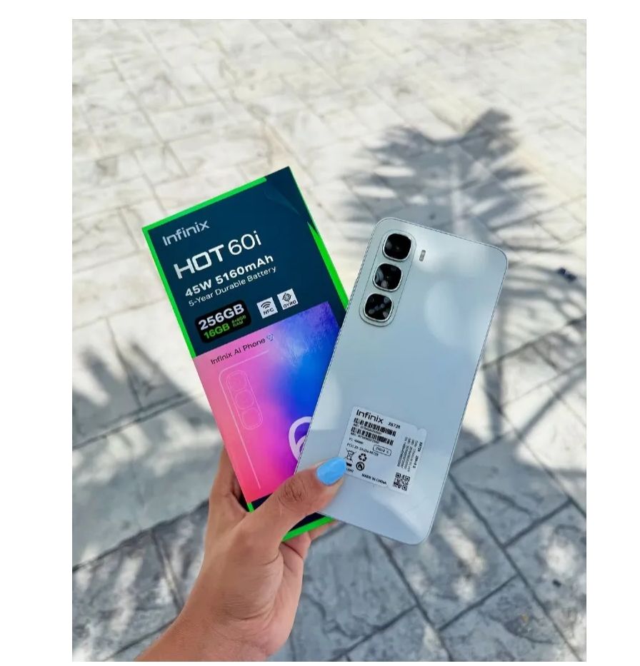 [Black Friday Offer] Infinix Hot 60i 256GB+16(8+8)GB 6.7" IPS LCD 120Hz Display Dual SIM 50MP Camera 5160mAh Battery 45W Charging IP64 Rating Fingerprint Unlock Infinix AI Smartphone