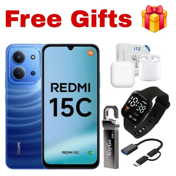 [New Arrival] Xiaomi Redmi 15C 128GB+8(4+4)GB 6.9" 120Hz IPS LCD Display 50MP Camera 6000mAh Battery 33W Hyper-Charge Gorilla Glass 3 Dual SIM IP64 MTK Helio G81 Ultra Android Smartphone