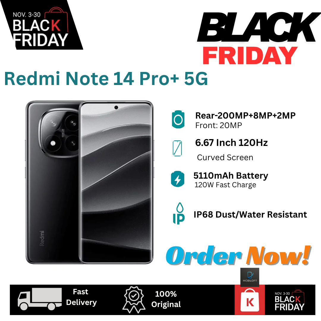 [Black Friday Deals] Xiaomi Redmi Note 14 Pro+ 5G 512GB+12GB 6.67" 120Hz AMOLED Curved Screen Display (200+8+2)MP Camera 5110mAh Battery 120W Charge On-Screen Fingerprint Note 14 Pro Plus Smartphone