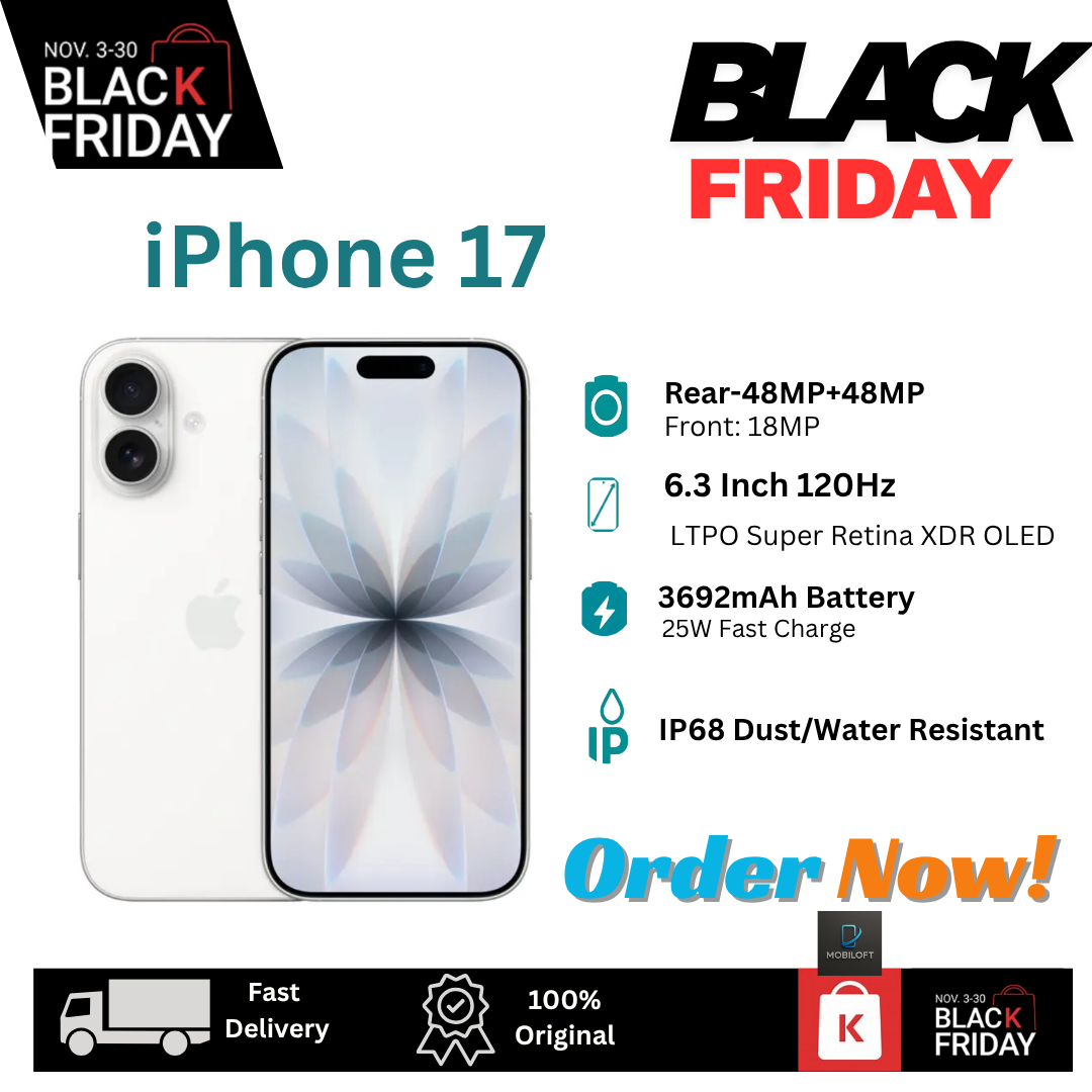 [Black Friday Discount] Apple iPhone 17 256GB+8GB 6.3" LTPO Super Retina XDR OLED 120Hz Display (48+48)MP Rear Camera iOS 26 Dual SIM/e-SIM 3692mAh Battery Face ID IP68 Rated iOS Smartphone