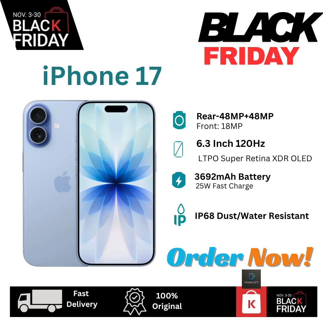 [Black Friday Discount] Apple iPhone 17 256GB+8GB 6.3" LTPO Super Retina XDR OLED 120Hz Display (48+48)MP Rear Camera iOS 26 Dual SIM/e-SIM 3692mAh Battery Face ID IP68 Rated iOS Smartphone