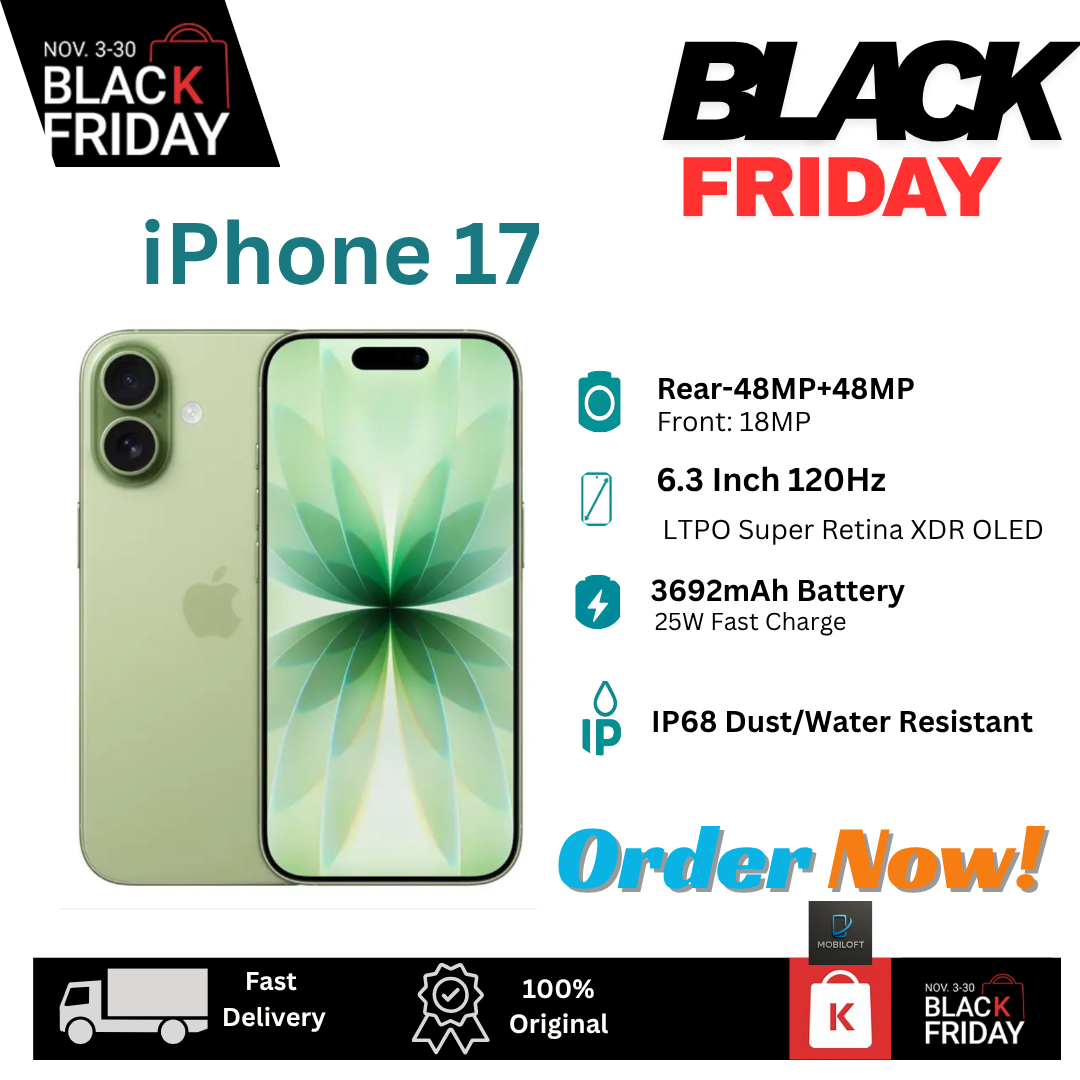 [Black Friday Discount] Apple iPhone 17 256GB+8GB 6.3" LTPO Super Retina XDR OLED 120Hz Display (48+48)MP Rear Camera iOS 26 Dual SIM/e-SIM 3692mAh Battery Face ID IP68 Rated iOS Smartphone