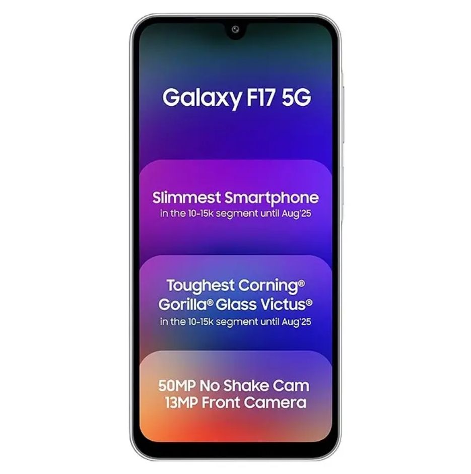 [Black Friday Offer] Samsung Galaxy F17 5G 128GB+4GB 6.7" Super AMOLED 90Hz Display (50+5+2)MP Rear Camera 13MP Front Camera Dual SIM 5000mAh Battery 25W Charge Galaxy AI Fingerprint Unlock Smartphone