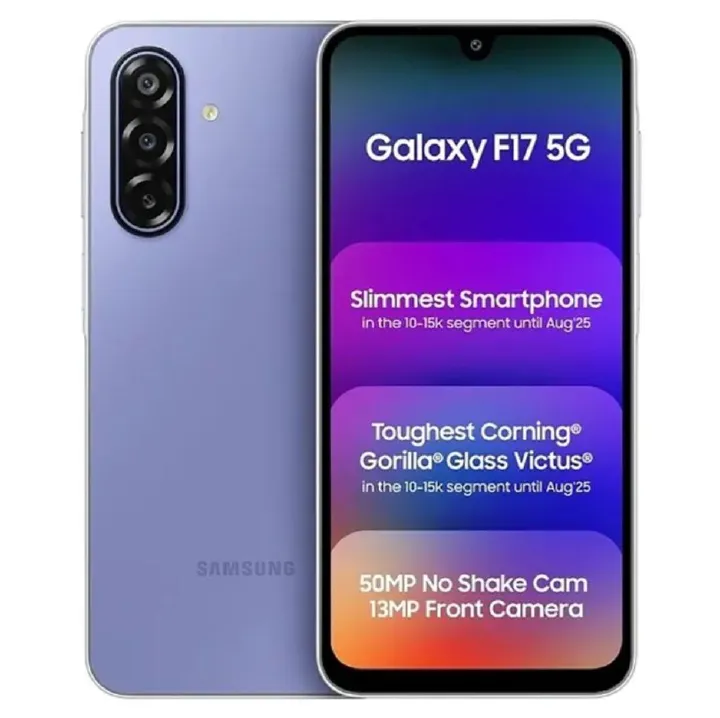 [Black Friday Offer] Samsung Galaxy F17 5G 128GB+4GB 6.7" Super AMOLED 90Hz Display (50+5+2)MP Rear Camera 13MP Front Camera Dual SIM 5000mAh Battery 25W Charge Galaxy AI Fingerprint Unlock Smartphone