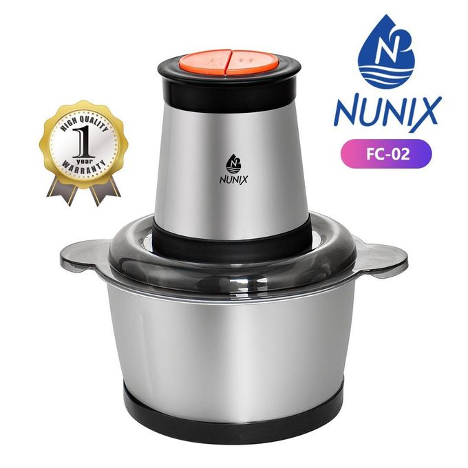 Nunix 2L Electric Food Chopper & Blender -  Powerful Food Processor with 2-Speed Settings, Multi-Function Kitchen Appliance