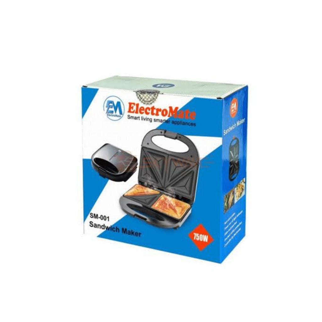 EM Sandwich Maker 2-Slice Non-Stick 750W Toaster for Bread – Perfect for Quick and Easy Snacks