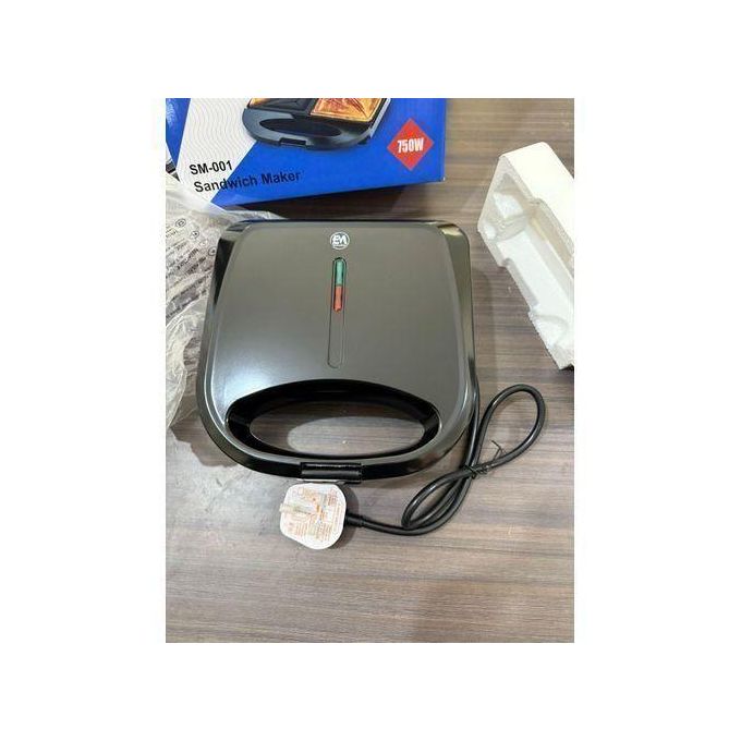 EM Sandwich Maker 2-Slice Non-Stick 750W Toaster for Bread – Perfect for Quick and Easy Snacks